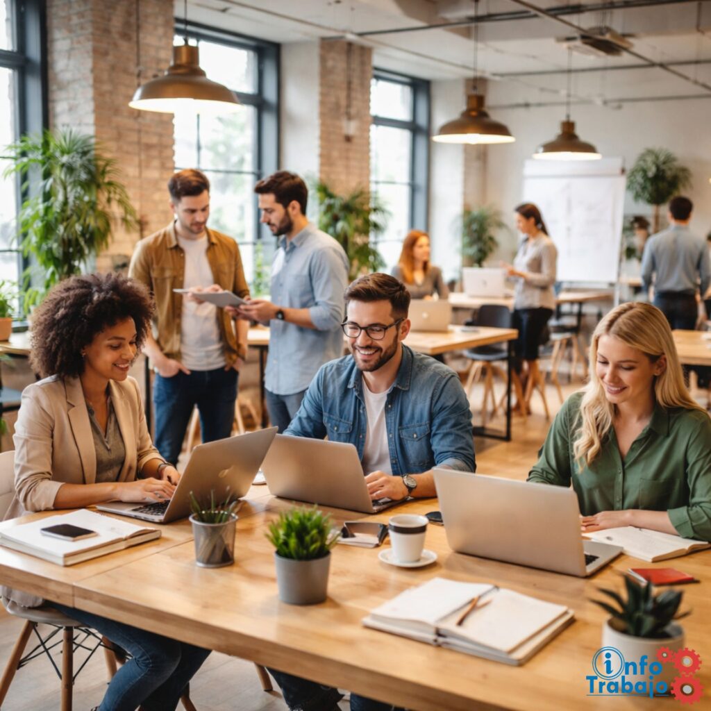 Profesionales trabajando en un espacio de coworking.