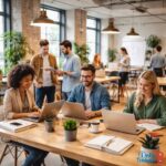 Profesionales trabajando en un espacio de coworking.